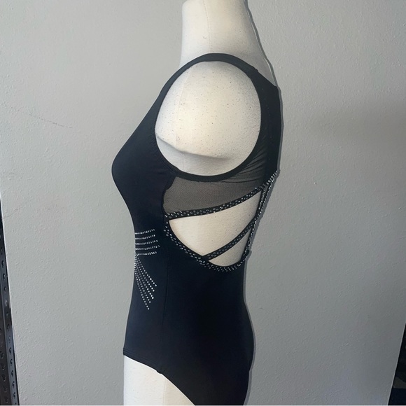Black rhinestone dance leotard - Picture 5 of 10